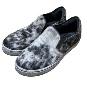 Agave Sky Cowhide Slip On Sneakers Womens 9 Hair on Hide Western Loafers Mexico